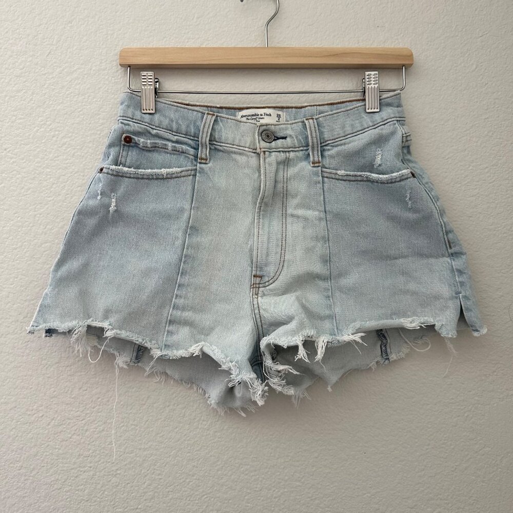 Abercrombie & Fitch The Cutoff Denim Short High Rise Light Blue Wash Sz 26/2